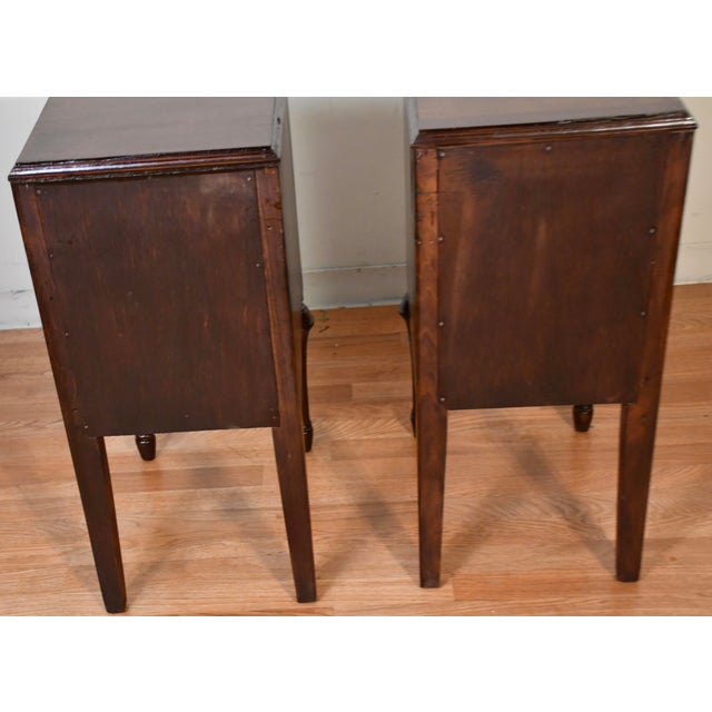1930s Pair of French Style Dark Mahogany Nightstands / Bedside Tables For Sale - Image 10 of 13