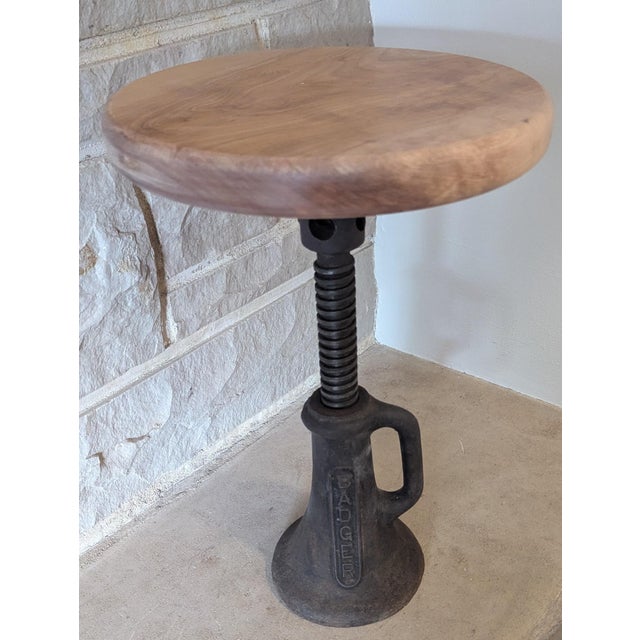 Black Mid-Century Railroad Badger Screw Jack Table For Sale - Image 8 of 10