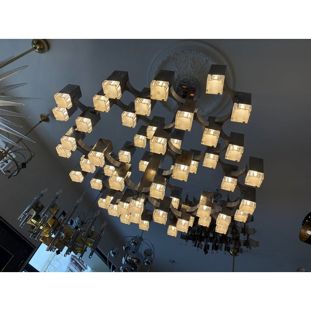 Gaetano Sciolari Large Mid-Century Italian Cubic Chandelier by Gaetano Sciolari, 1970 For Sale - Image 4 of 17