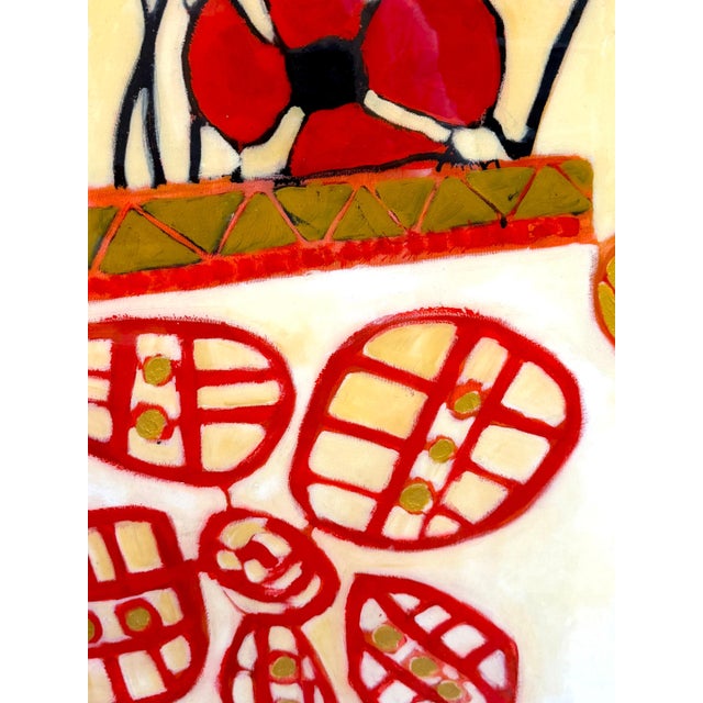 Textile Monumental Original Avi Ben Simhon Floral Still Life, Oil & Enamel on Canvas For Sale - Image 7 of 18
