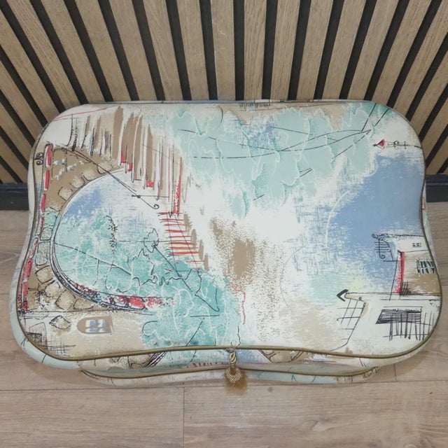 1950s Pastel Patterned Laundry Ottoman, 1950s For Sale - Image 5 of 13