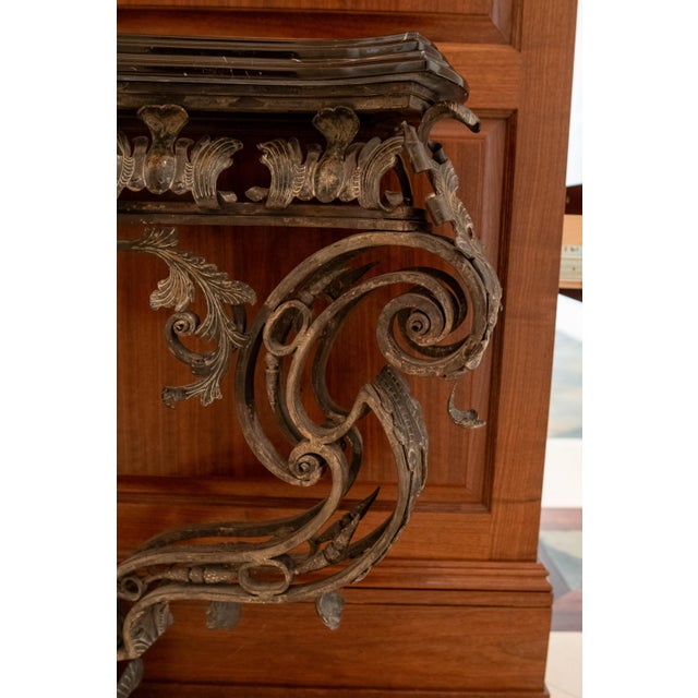 Metal Custom Iron Work & Bronze Marble Top Console Table For Sale - Image 7 of 16