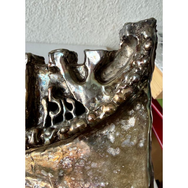 2000 - 2009 Unknown, Artist Designed Signed Judaica Israeli Menorah Candelabra Sculpture Silver Plate For Sale - Image 5 of 12