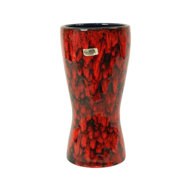 Vintage Red Vase in Fat Lava Glaze from Scheurich Keramik, 1960s For Sale - Image 11 of 11