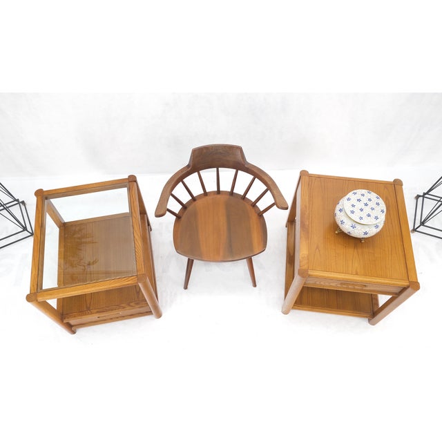 Pair Quality Glass Top One Drawer Side End Tables Nightstands Thomasville Mint! For Sale - Image 18 of 18