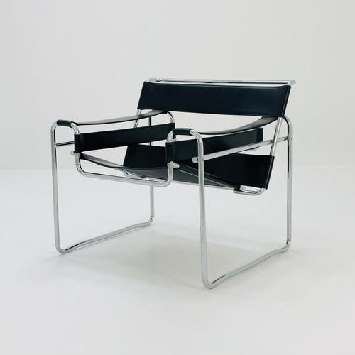 Metal Mid-Century Black B3 Armchair in the style of Marcel Breuer, Germany, 1990s For Sale - Image 7 of 11