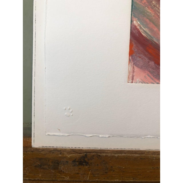 1980s Helen Oji, Umbrella, Monotype with Hand Painting, Glitter, Asian American Art, Woman Artist, 1987 For Sale - Image 5 of 11