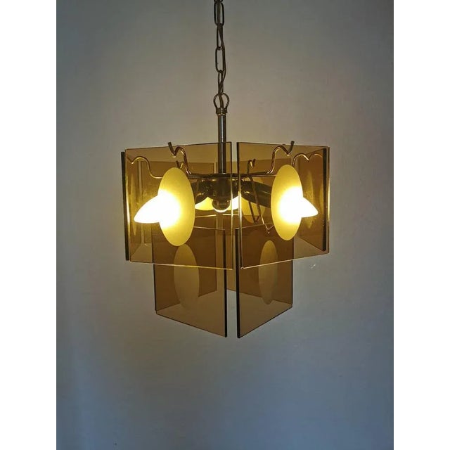 Goldenrod Mid-Century Chandelier in Smoked Glass from Vistosi, 1960s For Sale - Image 8 of 11