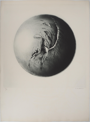Gérard Titus-Carmel, Spherical Cosmology, 1972, Original Signed Engraving