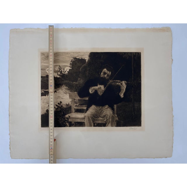 Black Bernhard Pankok, Art Nouveau Violin Player, 1896, Etching For Sale - Image 8 of 9