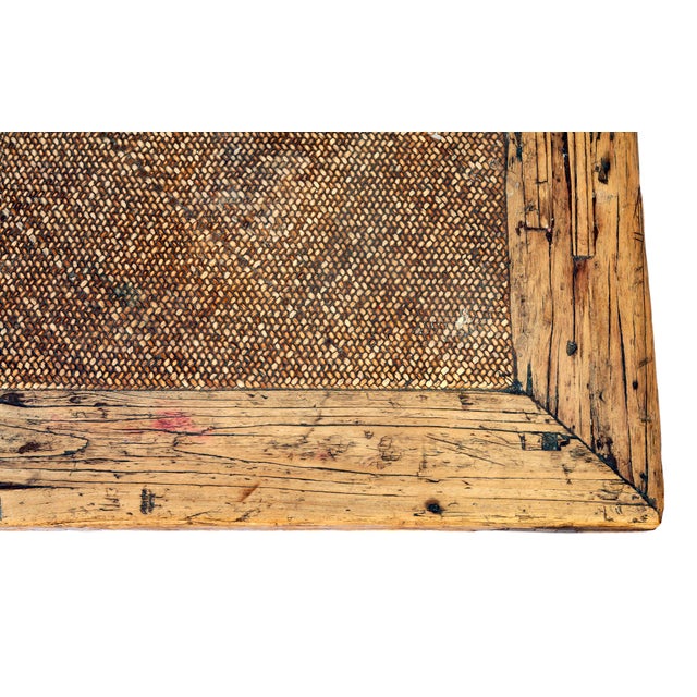 Chinese Daybed/Coffee Table With Rattan Inlaid Surface Elm Wood Chairish