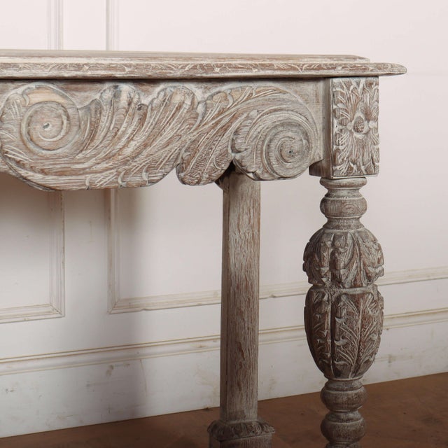 English Carved and Bleached Console Table, 1890s For Sale - Image 5 of 14