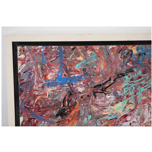 Mid-Century Modern Late 20th Century Midcentury Modern Abstract Expressionist Oil on Canvas Painting, Signed Steven Jennis, American, Framed For Sale - Image 3 of 12