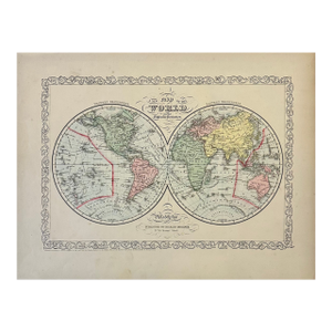 Double Hemisphere Original Map of the World, by Charles Desilver, 1856