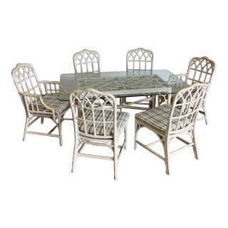 Boho Chic McGuire Bamboo Dining Set For Sale