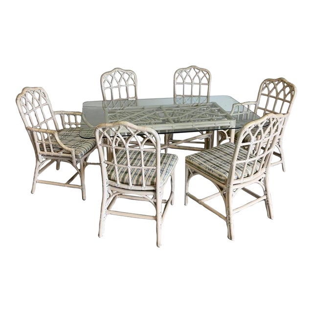 Boho Chic McGuire Bamboo Dining Set For Sale