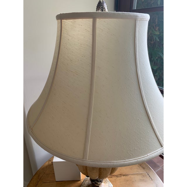 2000 - 2009 Fine Art Rustic Europian Antiqued Gold & Bronze Table Lamp For Sale - Image 5 of 7