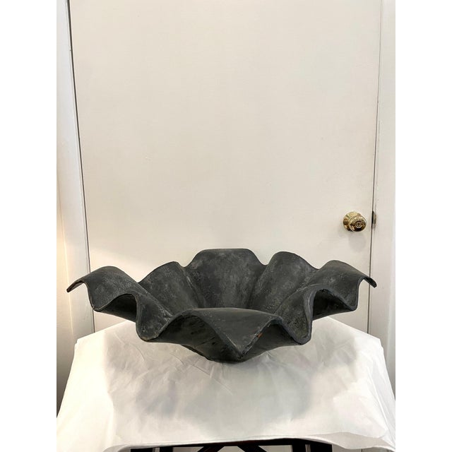 Black Handkerchief Design Iron Bowl in the Style of Willy Guhl For Sale - Image 8 of 16
