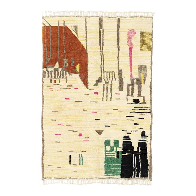 Premium Hand-Knotted Moroccan Wool Rug | 8'6" X 5'7" | One of a Kind For Sale