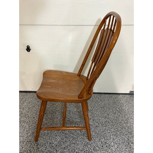 Mid-Century Modern Mid 20th Century Windsor-Style Solid Oak Dining Chairs Medium Oak Finish, Arrow Back-Set of 4 For Sale - Image 3 of 6