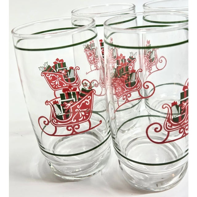 Nostalgic Sleigh Tumblers- Set of Four For Sale - Image 4 of 9