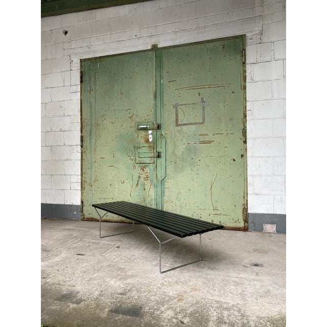 Model 400 Bench in Black and Chrome by Harry Bertoia for Knoll International, 1980s, in Very Good conditions. Designed...