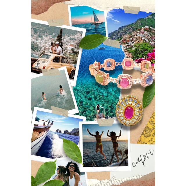 Bochic "Capri" Vintage Ruby, Sapphire, South-sea Pearl Necklace 18K Gold & Silver For Sale - Image 11 of 18