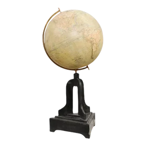 Large Swedish 1910s Freestanding Terrestrial Globe on Black Carved Base