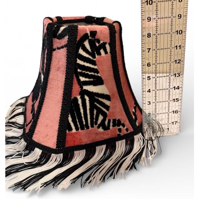 Whimsical Pink Designer Regal Velvet Zebra Lampshade For Sale - Image 4 of 6