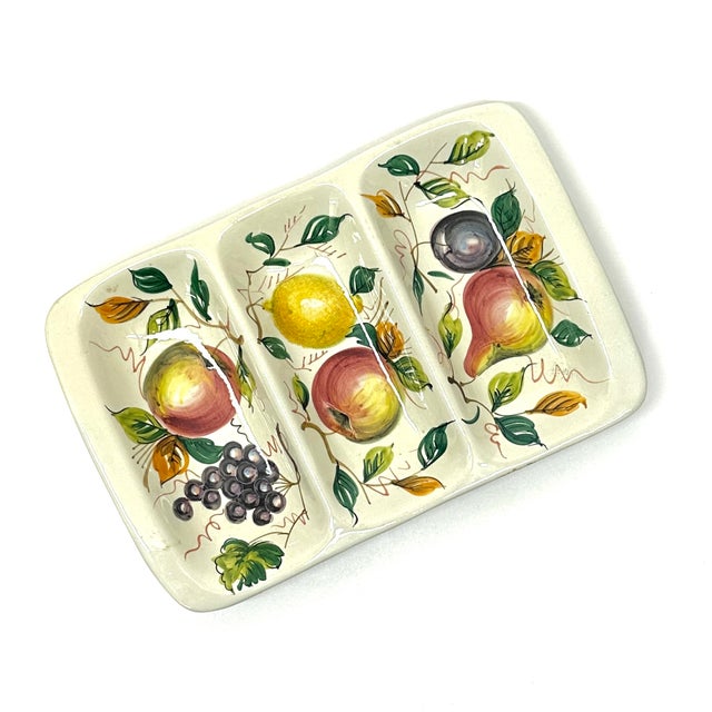 Mid 20th Century Whimsical Hand-Painted Compartmentalized Ceramic Serving Platter, Italy For Sale - Image 5 of 9
