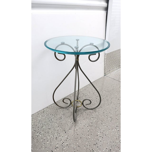 Brass Metal and Glass Round Side Table, Circa Late-20th Century For Sale - Image 9 of 13