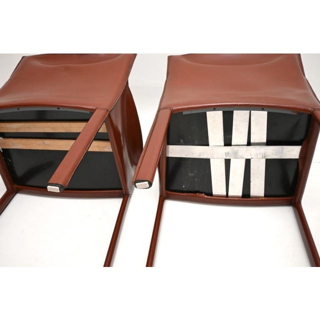 Vintage Italian Leather Armchairs by Enrico Pellizzoni, 1980, Set of 2 For Sale - Image 9 of 11