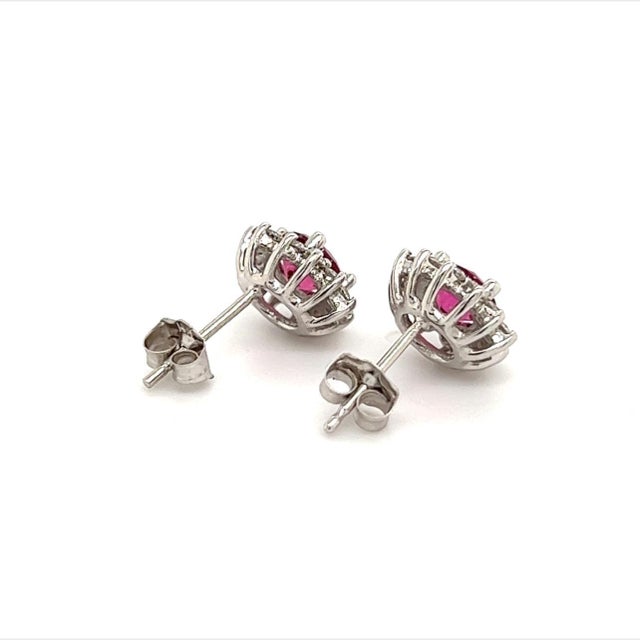 Diamond Rubellite Tourmaline Earrings 14k Gold 1.36 Tcw Certified For Sale In New York - Image 6 of 13