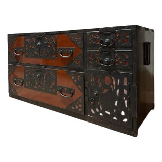 Antique Japanese Tansu Stacking Chest W/ Drawers Handmade Wood Chest Made in Nihonmastu, Japan For Sale