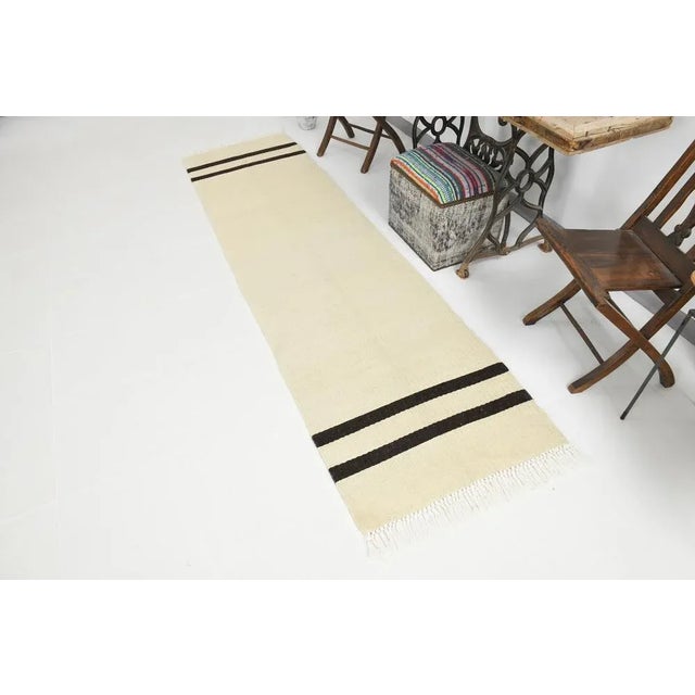 Beige Striped Hemp Runner Rug For Sale - Image 17 of 18