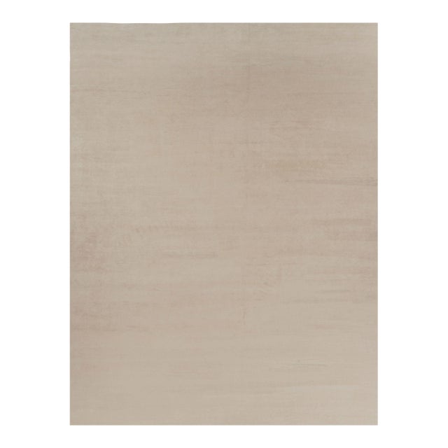 Rug & Kilim’s Oversized Modern Textural Rug in Beige and Cream Striae - 13x17 For Sale