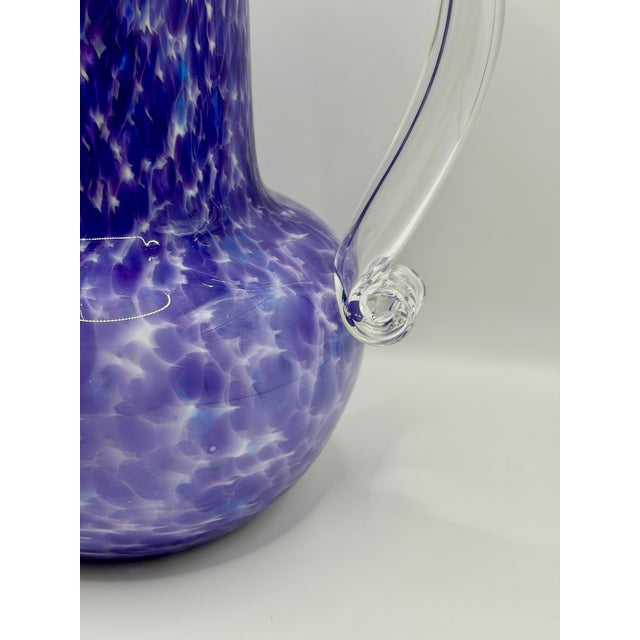 Vintage Wheaton Village 2000 Purple Hand Blown Glass Pitcher Vase For Sale - Image 4 of 6