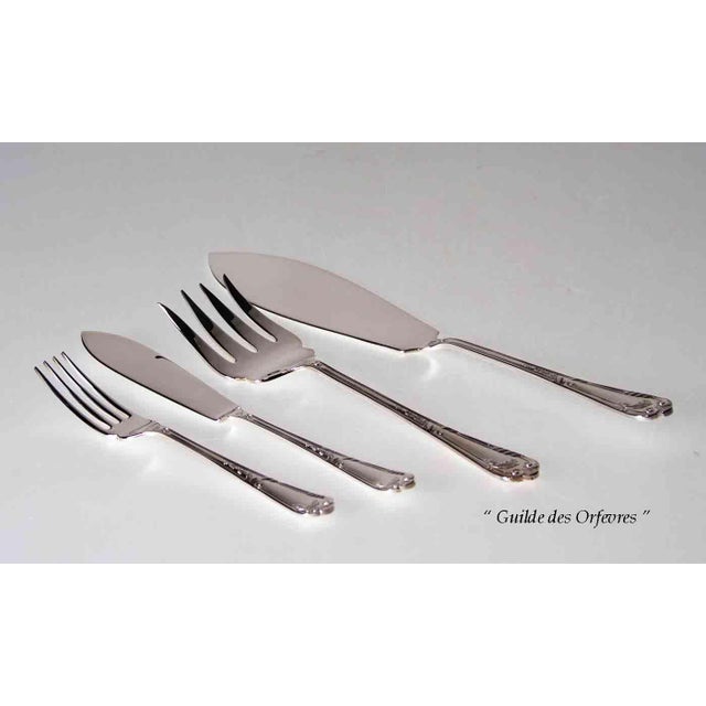 Frank Cobb & Co 1980s Silver Set of 12 Pair Fish Eaters, Fish Forks & Fish Knives, La Regence For Sale - Image 4 of 16