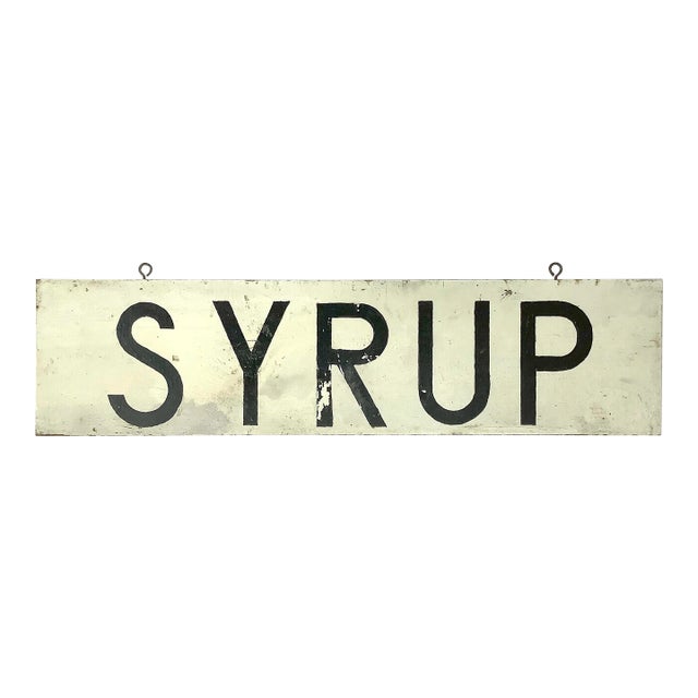 Vintage Hand Painted Syrup Farm Stand Sign For Sale