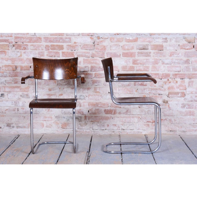 Bauhaus Bauhaus Chairs in Beech by R. Slezák, 1930s, Set of 2 For Sale - Image 3 of 11