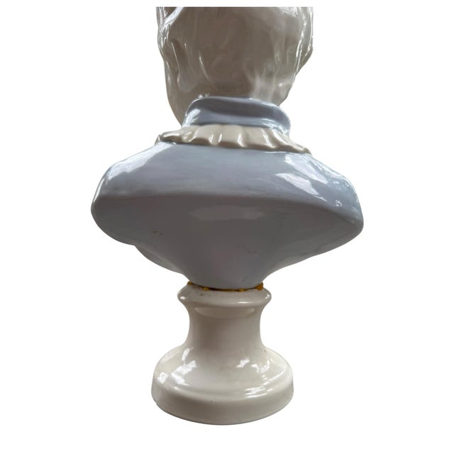 Ceramic Pair of Vintage Italian White Ceramic Busts of a Boy & Girl, 15" For Sale - Image 7 of 8