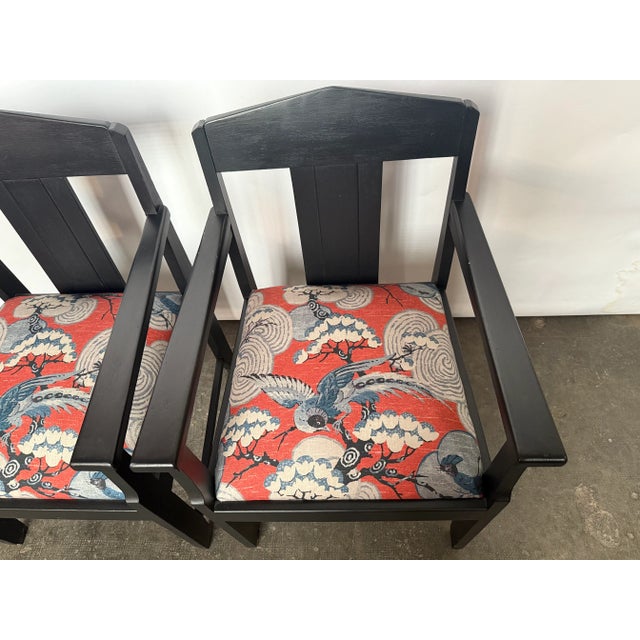 Dutch Art Deco Chairs in Stained Oak, 1930s, Set of 2 For Sale - Image 4 of 7