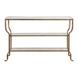 Antiqued Gold Finish Console Table For Sale