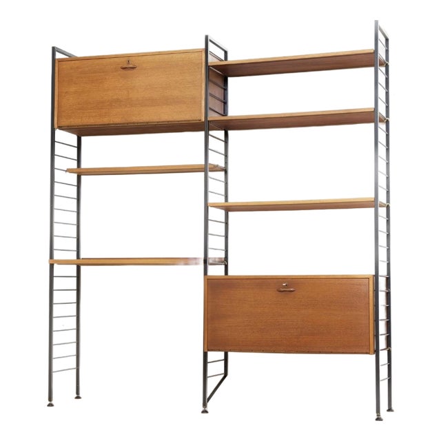 Mid Century Two Bay Ladderax Modular Bookcase For Sale