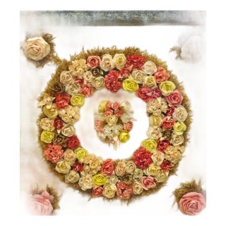 Antique Victorian Paper Mache Flower Mourning Wreath Shadow Box Frame Oddity For Sale