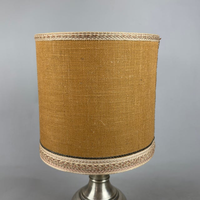 Vintage Silver Plated Brass Table Lamp with Fabric Shade, 1960s For Sale - Image 6 of 11