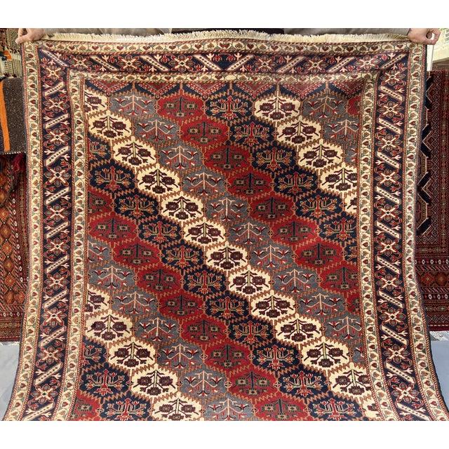 Caucasian Shirvan All-Over Blossom Lattice Tribal Rug - 6'8" X 5'4" For Sale - Image 4 of 13
