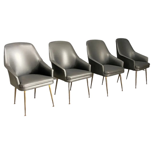 Small Armchairs attributed to Lina Bo Bardi and Carlo Pagani for Arflex, 1950s, Set of 4 For Sale