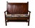 This 19th Century English wood bench includes a cushion made from Schumacher Zanzibar Linen Print fabric (173520).