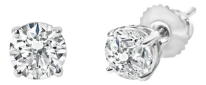 14K White Gold 1 1/2 Cttw Lab Grown Diamond Solitaire Stud Earrings with Screwbacks